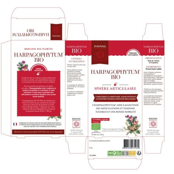 DAYANG HARPAGOPHYTUM BIO 15 Gélules Végétales - Complément Alimentaire Sphère Articulaire