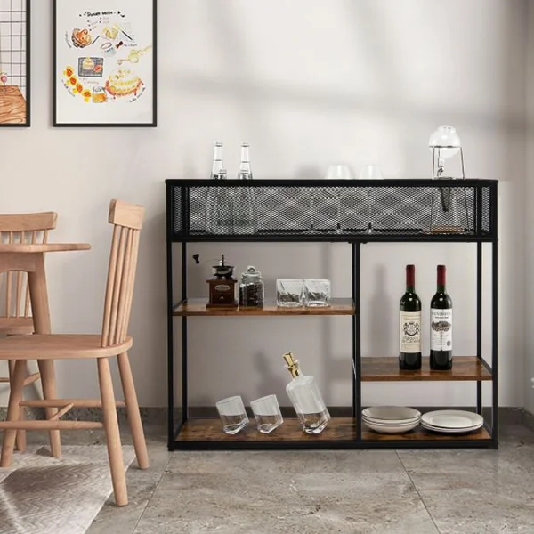 Desserte de Cuisine à 4 Niveaux 100x30x82 CM Étagère Four à Micro-Ondes avec Dispositif Anti-basculement Style Industriel