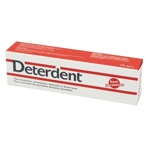DETERDENT 75ml Pâte Moussante, Antiseptique, Détersive et Détartrante - Prothèses Dentaires