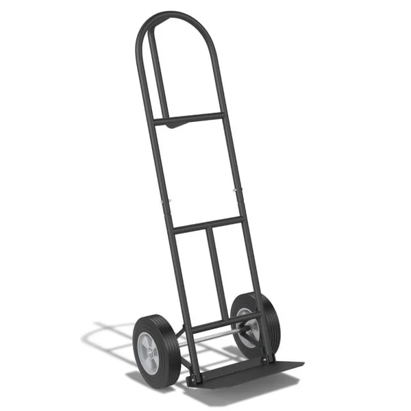 Diable Pliable avec Roues de 25 cm Poignée en P Rond Zone de Chargement Pliable Capacité 300 kg Chariot de Transport 51 cm x 48 cm x 132 cm Noir