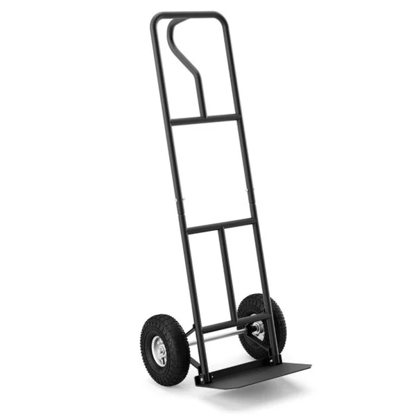 Diable Pliable avec Roues de 25 cm Poignée en P Rond Zone de Chargement Pliable Capacité 300 kg Chariot de Transport 54 cm x 48 cm x 132 cm Noir