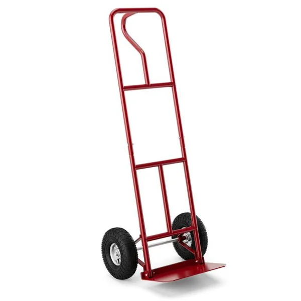 Diable Pliable avec Roues de 25 cm Poignée en P Rond Zone de Chargement Pliable Capacité 300 kg Chariot de Transport 54 cm x 48 cm x 132 cm Rouge