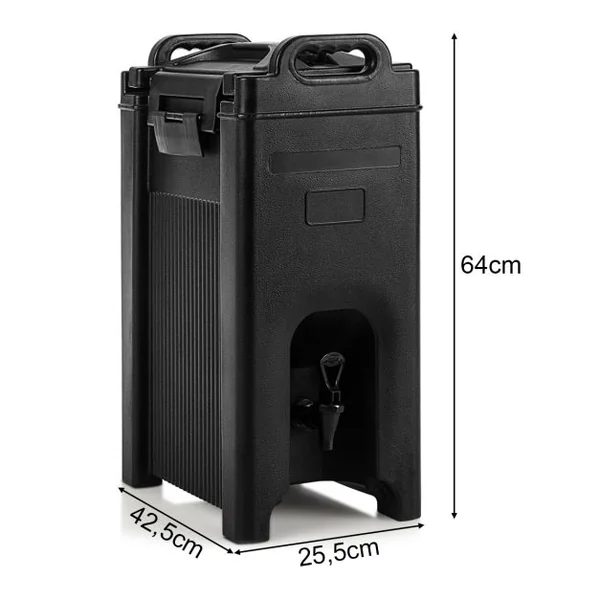 Distributeur de Boissons Isotherme 20 L en LLDPE Thermos Conteneur Portable avec Coque Double Paroi Sans Soudure et Robinet à Ressort Noir
