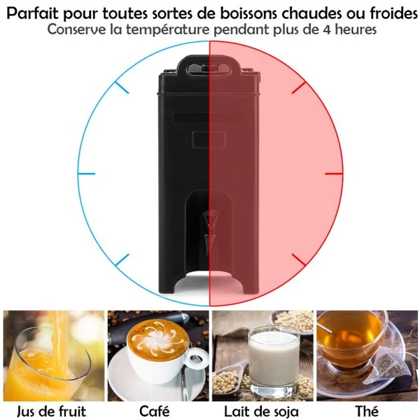 Distributeur de Boissons Isotherme 20 L en LLDPE Thermos Conteneur Portable avec Coque Double Paroi Sans Soudure et Robinet à Ressort Noir