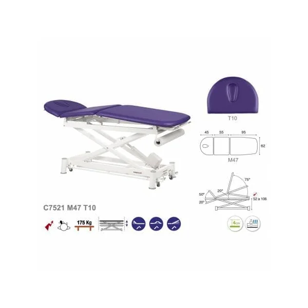Divan électrique 3 plans Ecopostural C7521 + Tabouret offert