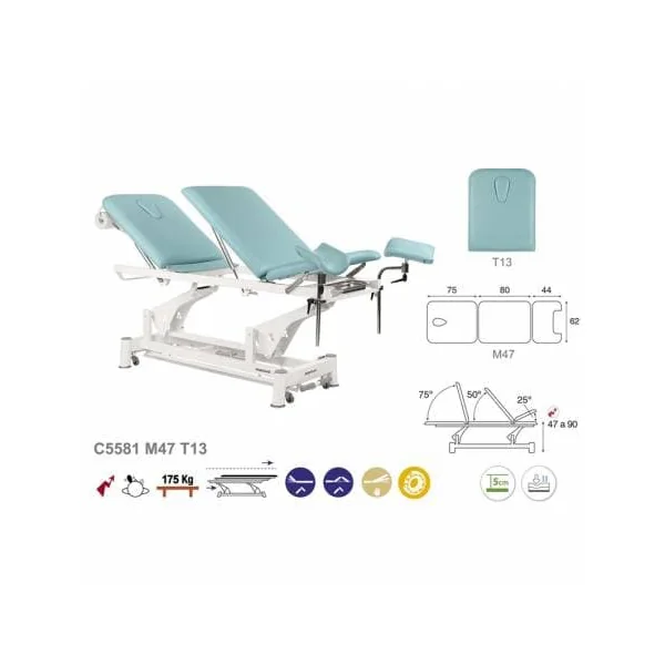 Divan électrique gynécologique Ecopostural C5581 3 plans + Tabouret offert