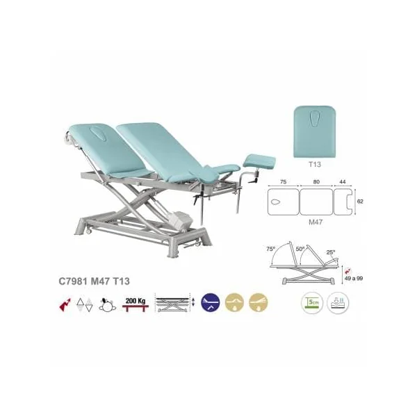 Divan électrique gynécologique Ecopostural C7981 3 plans + Tabouret offert