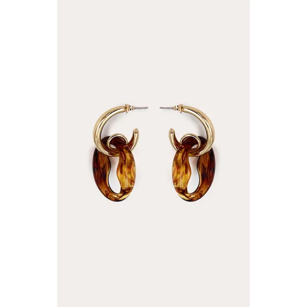 Doré Boucles D'oreilles Créoles Drapées À Maillons Multiples Effet Écaille De Tortue Lisse