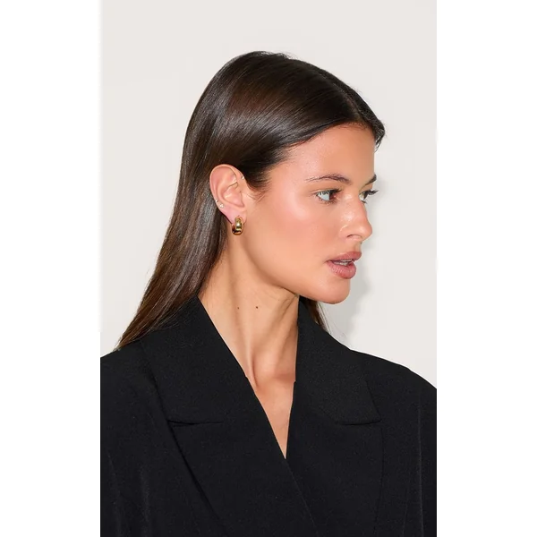 Doré Boucles D'oreilles Créoles Mini Épaisses