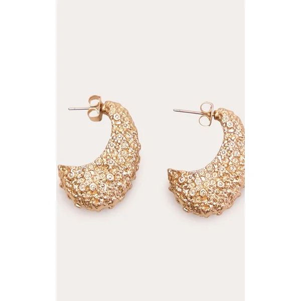 Doré Boucles D'oreilles Créoles Volumineuses Effet Fondu