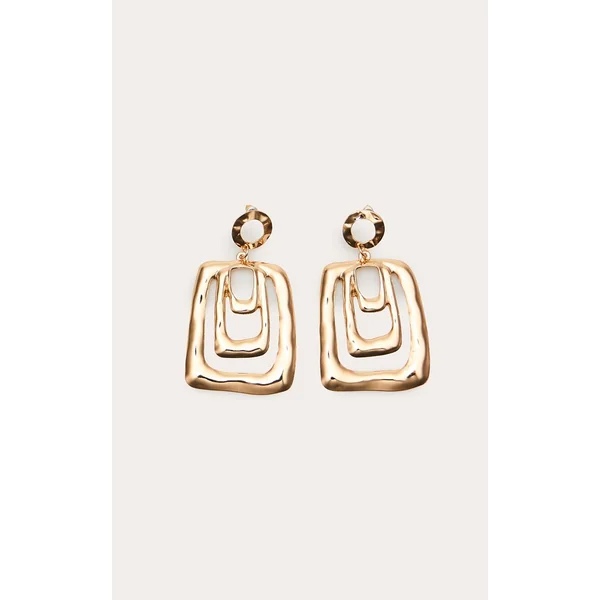 Doré Boucles D'oreilles Heurtoir Martelées Effet Fondu