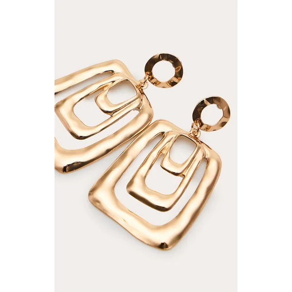 Doré Boucles D'oreilles Heurtoir Martelées Effet Fondu
