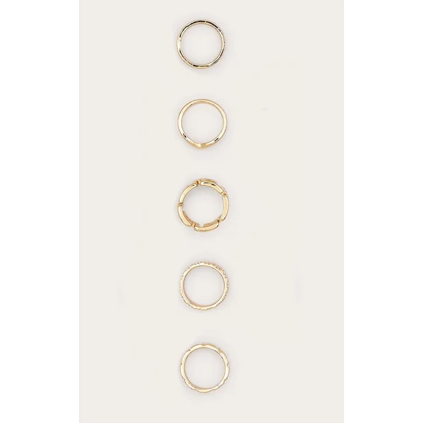 Doré Lot De 5 Bagues Assorties À Découpes
