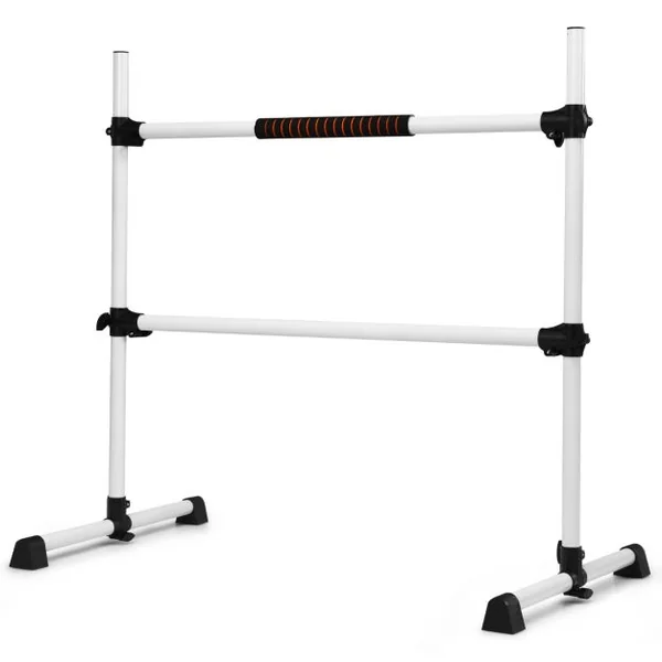 Double Barre de Danse Classique Hauteur Réglable 20-119CM avec Eponge Base Rotative Charge Max 50KG pour Gymnase Tractio Argent/Rose/Violet