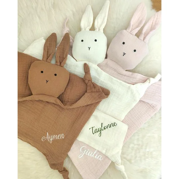 Doudou lange lapin ivoire