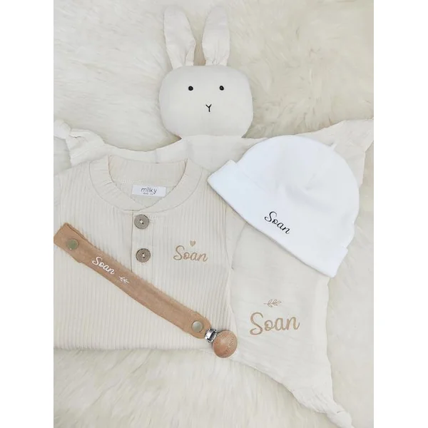 Doudou lange lapin ivoire