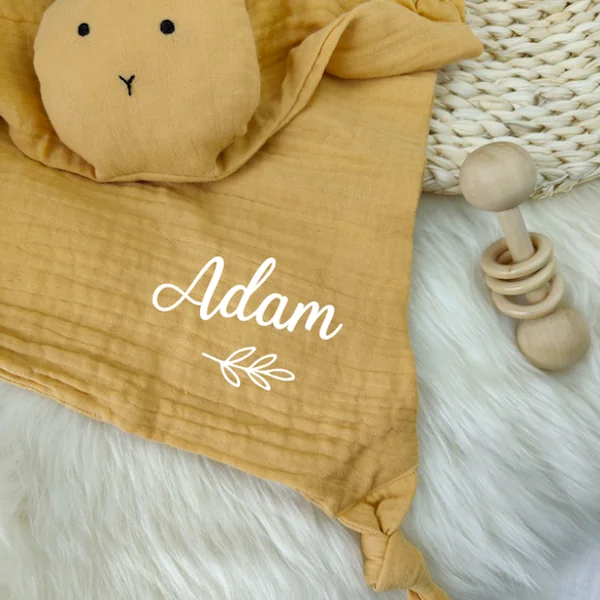 Doudou lange lapin moutarde