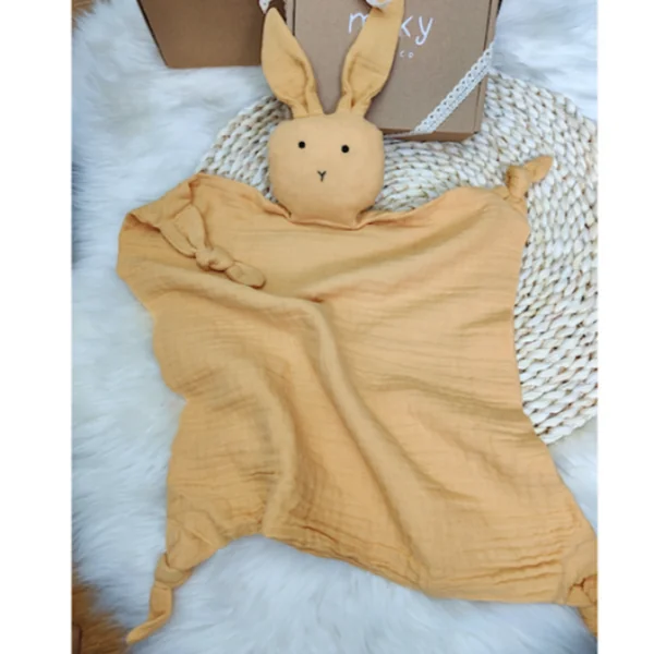 Doudou lange lapin moutarde