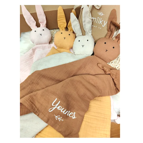 Doudou lange lapin moutarde