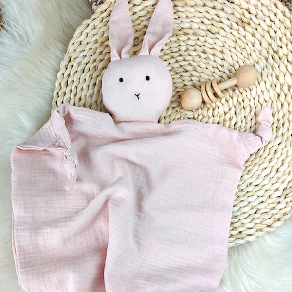Doudou lange lapin rose