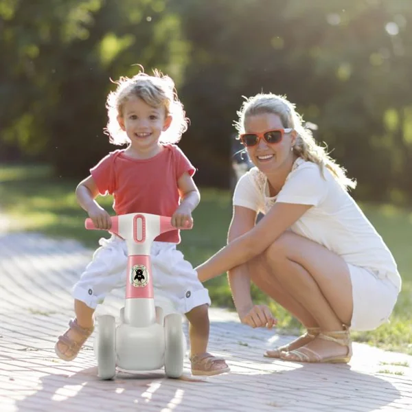 Draisienne Bébé 1-3 Ans avec 4 Roues Vélo d’Equilibre pour Enfants Cadeau Anniversaire 54 x 26 x 39 cm (L x l x H) Rose