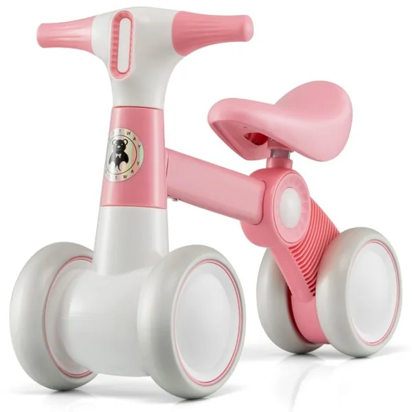 Draisienne Bébé 1-3 Ans avec 4 Roues Vélo d’Equilibre pour Enfants Cadeau Anniversaire 54 x 26 x 39 cm (L x l x H) Rose