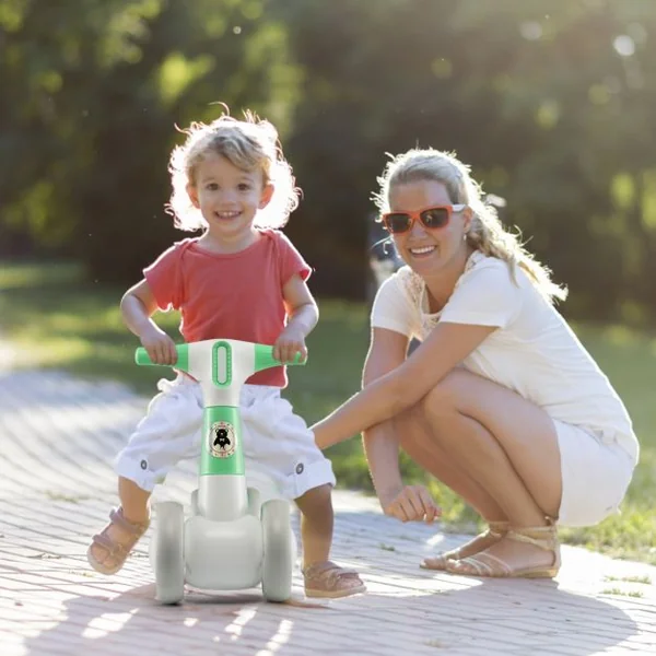Draisienne Bébé 1-3 Ans avec 4 Roues Vélo d’Equilibre pour Enfants Cadeau Anniversaire 54 x 26 x 39 cm (L x l x H) Vert