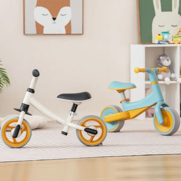 Draisienne Bébé 18-48 Mois - Siège Réglable Guidon Vélo Draisienne sans Pédale pour Enfants Cadre en Acier au Carbone Blanc