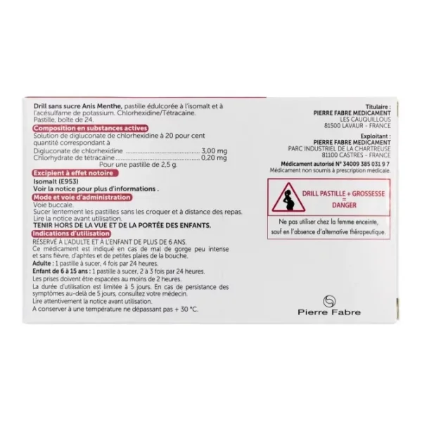 Drill Pastilles Sans Sucre Anis Menthe x 24