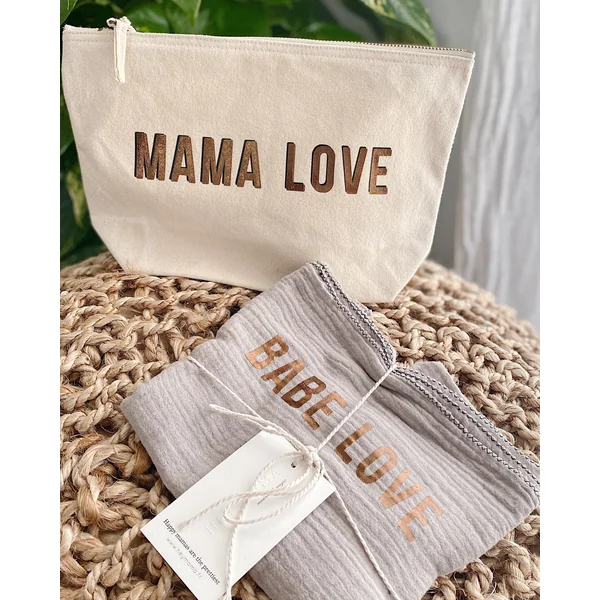 Duo pochette et lange personnalisé - cadeau de naissance