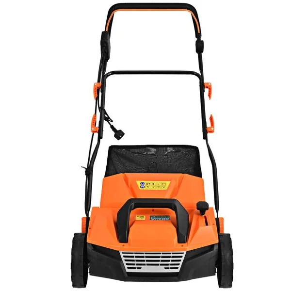 Déchaumeuse de Pelouse 2 en 1 Scarificateur Électrique Filaire avec Double Interrupteur de Sécurité Réglable à 4 Positions Vert/Orange