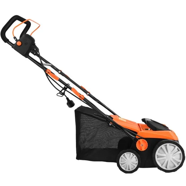 Déchaumeuse de Pelouse 2 en 1 Scarificateur Électrique Filaire avec Double Interrupteur de Sécurité Réglable à 4 Positions Vert/Orange