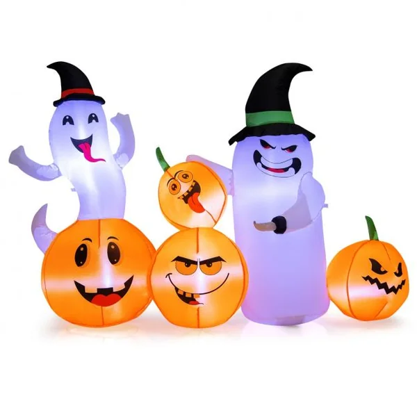 Décoration Gonflable d'Halloween de 170 cm de Long avec 6 Lumières LED Intégrées Gonfleur Puissant