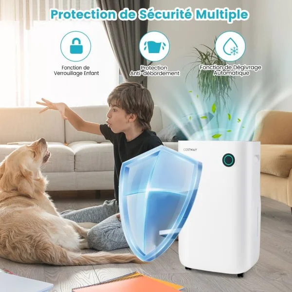 Déshumidificateur Portable 25L/Jour avec Réservoir 6,5L pour Pièces jusqu'à 40m² 2 Vitesses de Ventilation pour Maison Bureau Blanc