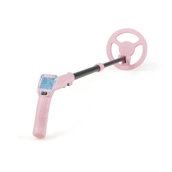 Détecteur de Métaux pour Enfants Détecteur de Métaux Junior Réglable de 62-85cm Écran Lcd Bobine de Recherche Étanche Poids Léger Rose
