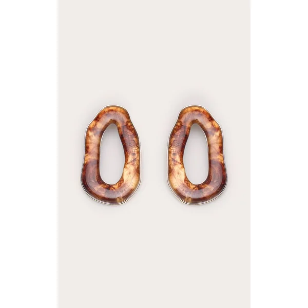 Ecaille Boucles D'oreilles Fantaisie Abstraites Dorées À Dos Doré