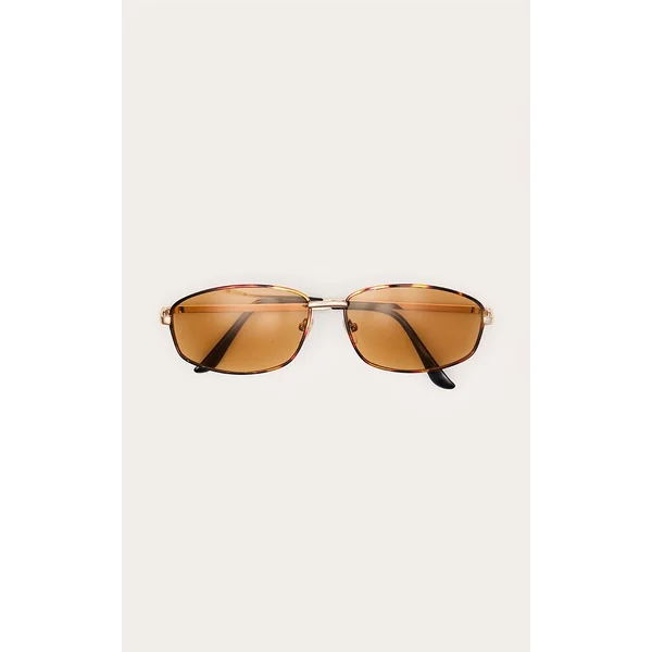 Ecaille Lunettes De Soleil À Monture Métallique Et Verres Marron