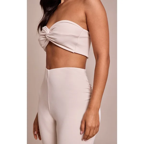 Ecru Haut Bandeau Petite Ultra-doux À Détail Torsadé Devant