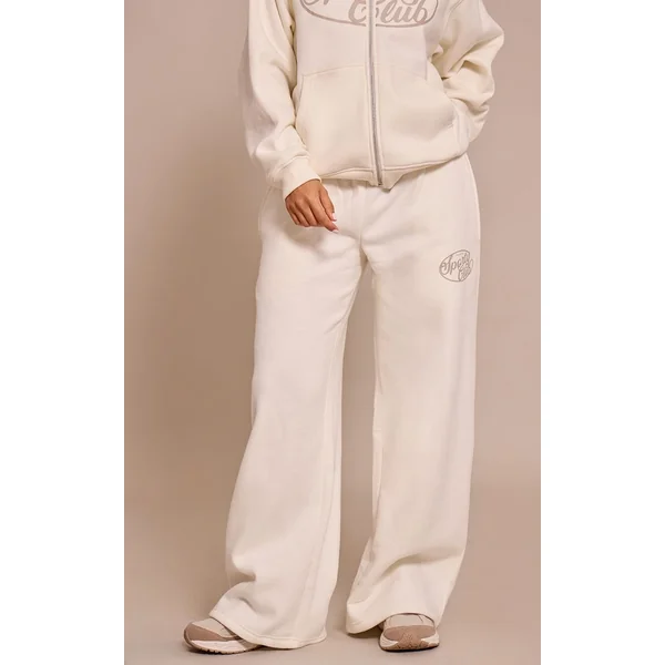 Ecru Pantalon De Jogging Droit En Molleton De Coton Sports Club Petite