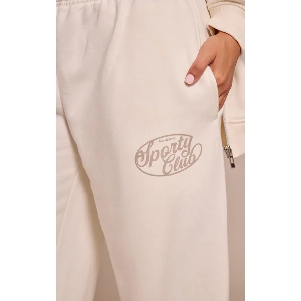 Ecru Pantalon De Jogging Droit En Molleton De Coton Sports Club Petite
