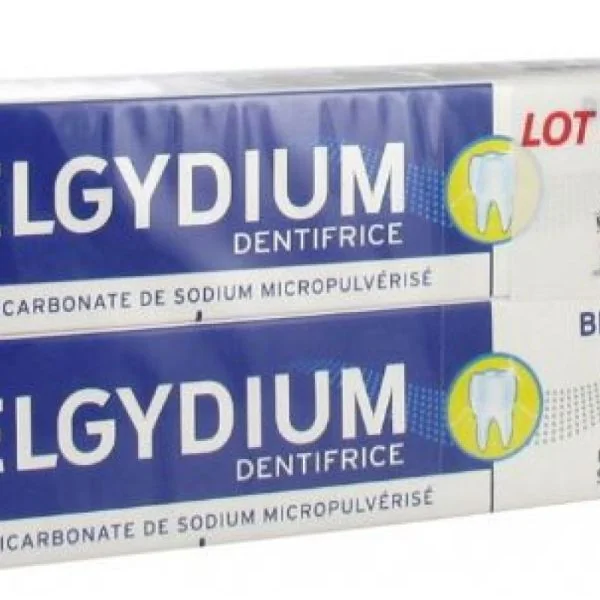 ELGYDIUM BLANCHEUR Fraîcheur Citron 75ml - LOT DE 2 Pâte Dentifrice au Bicarbonate de Sodium Micro Pulvérisé, Tube/ 75 ML, 3577056014376