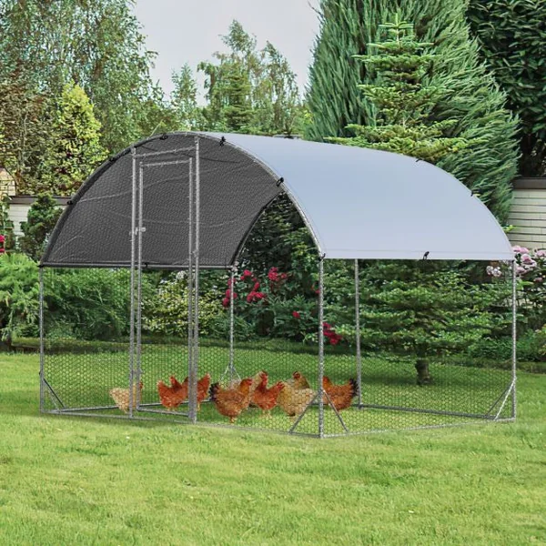Enclos Poulailler en Acier Galvanisé 190x280CM avec Housse Supérieure en Tissu Oxford Parc Grillagé pour Poulet Canard Lapin