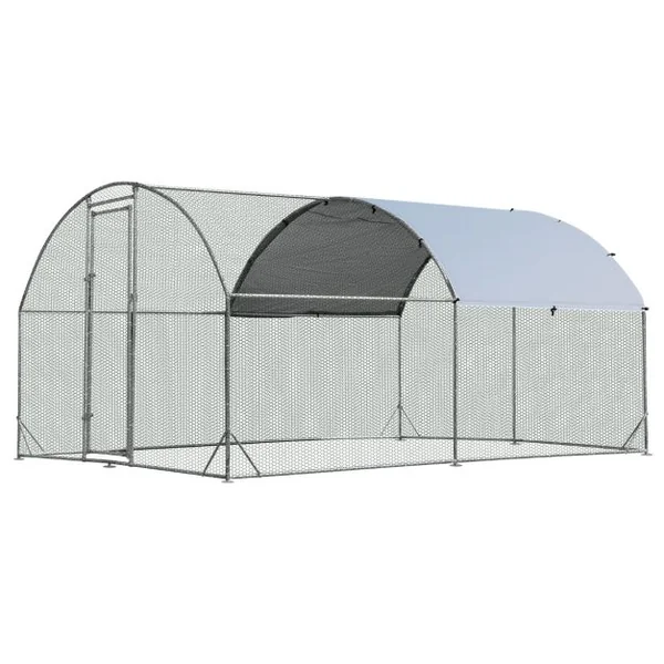 Enclos Poulailler en Métal Galvanisé 380x280CM avec Housse Supérieure en Tissu Oxford Parc Grillagé pour Poulet Canard Lapin