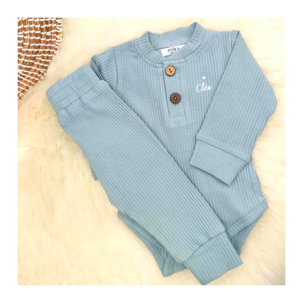 Ensemble body côtelé bleu
