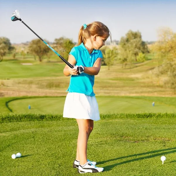 Ensemble Complet de Clubs de Golf Junior pour Enfants gés de 8 à 10 Ans Driver N°1 Fers #7 et #S et Putter Sac Trépied avec Capuche Anti-pluie Vert