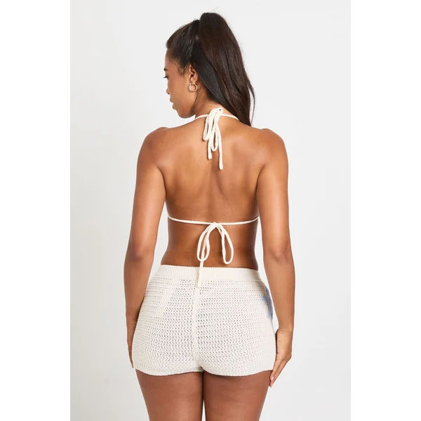 Ensemble Coordonné Bikini Et Micro Short En Crochet Avec Appliqués Étoiles De Mer
