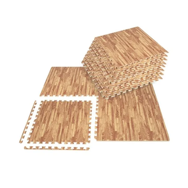 Ensemble de 12 Tapis 4,5 m2 en mousse EVA Motifs de Grain de Bois pour de Gym Sport Tapis Puzzle Fitness 61 x 61 CM