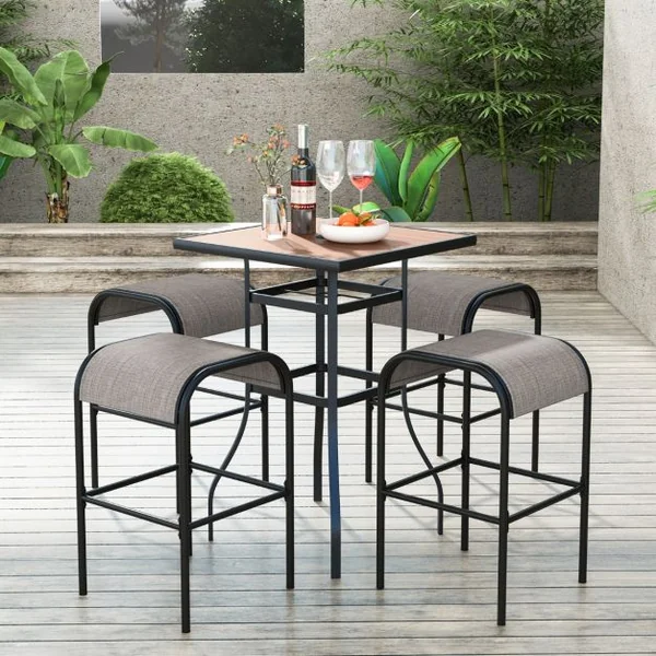 Ensemble de 2 Tabourets de Bar Tabourets Bistrot en Métal Haut de 76 cm Siège en Tissu Incurvé Cadre en Métal Robuste Café