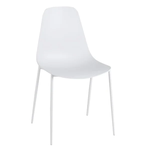 Ensemble de 4 Chaises de Salle à Manger Chaise de Loisirs avec Pieds en Métal et Patins Antidérapants 4 Chaises de Salon Blanc