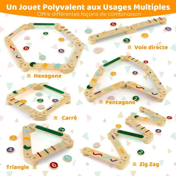Ensemble de Poutre d'Equilibre Montessori avec Tremplins pour Tout-Petits Planches D'équilibre en Bois Ensemble de Jouets d'Intérieur